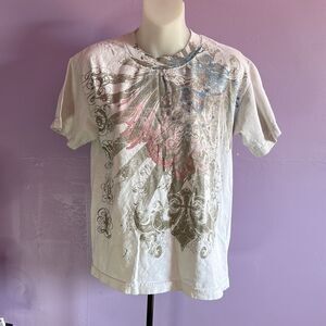 Atika White Short Sleeve T-Shirt Size L Large Casual Tee Unisex